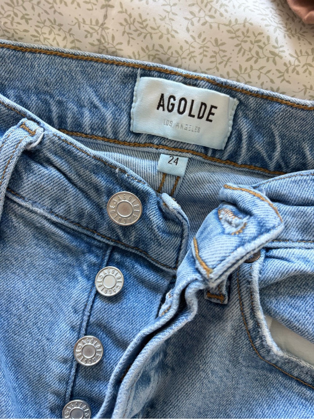 Agolde Light Blue High-Rise Button-Fly Jeans